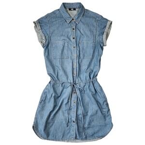Paige‎ Denim Dress Womens M Button Down Short Sleeve Western Boho Summer Casual